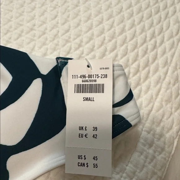 Teal & White Abstract Halter Bikini Top - Picture 2 of 4